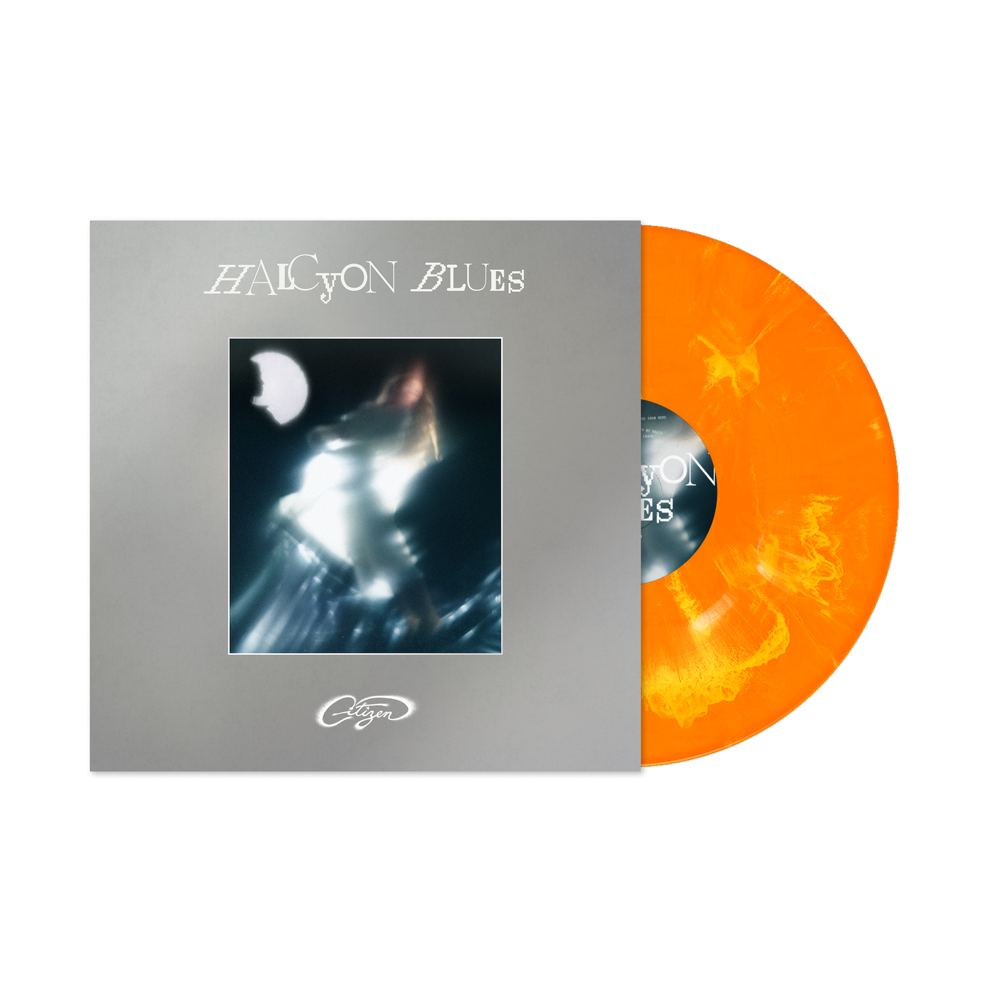 Citizen - Halcyon Blues (First Run Club Indie Exclusive - Good Fortune) Vinyl Vinyl record with orange disc and silver cover displaying 'Halcyon Blues' on a white background