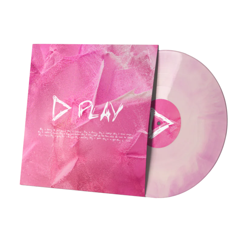 Ed Sheeran - Play Vinyl record with pink marbled design and 'D Play' branding on a white background