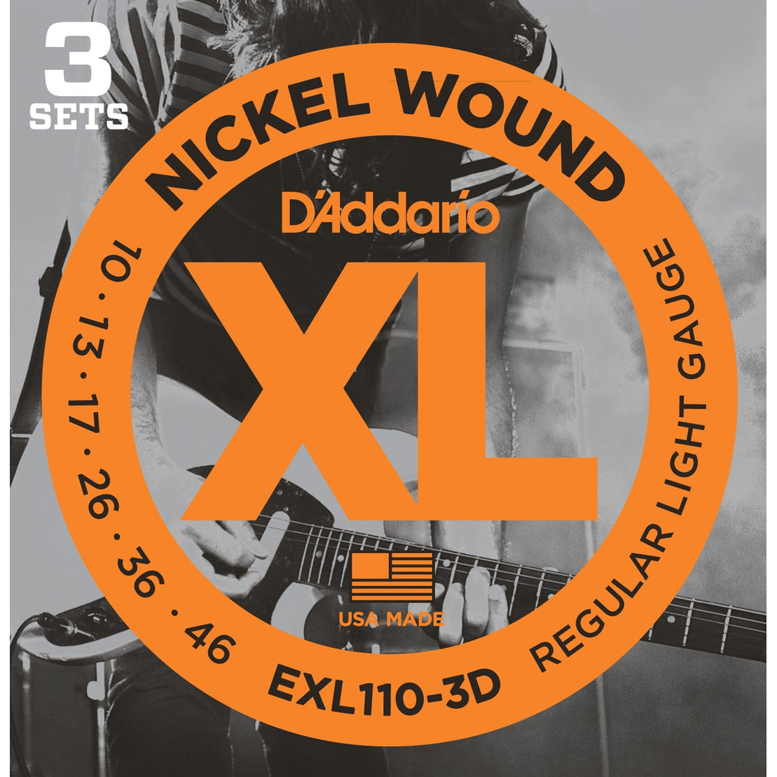 DAddario EXL110-3D Nickel Wound Electric Guitar Strings - Regular Light 10-46 (3-Pack)