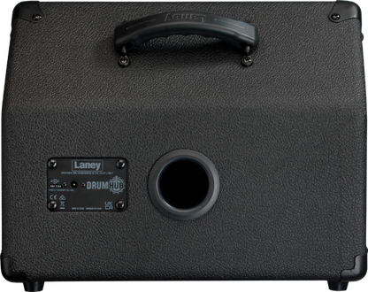 Laney DH40 Personal Drum Monitor rear view showing handle, port, and control panel for enhanced audio performance.