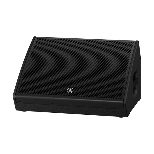 Yamaha DHR12M Black speaker with a brand logo on a white background