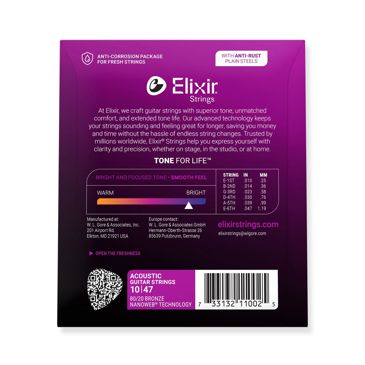 Elixir 11002 Elixir Strings packaging with purple and black design on a white background
