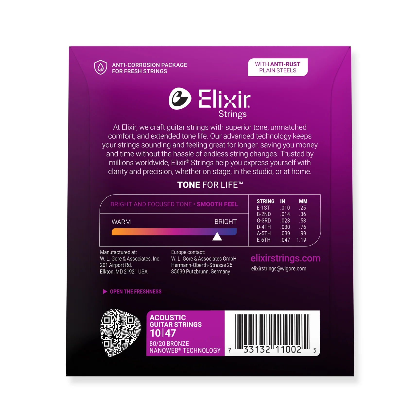 Elixir 11002 Elixir Strings packaging with purple and black design on a white background