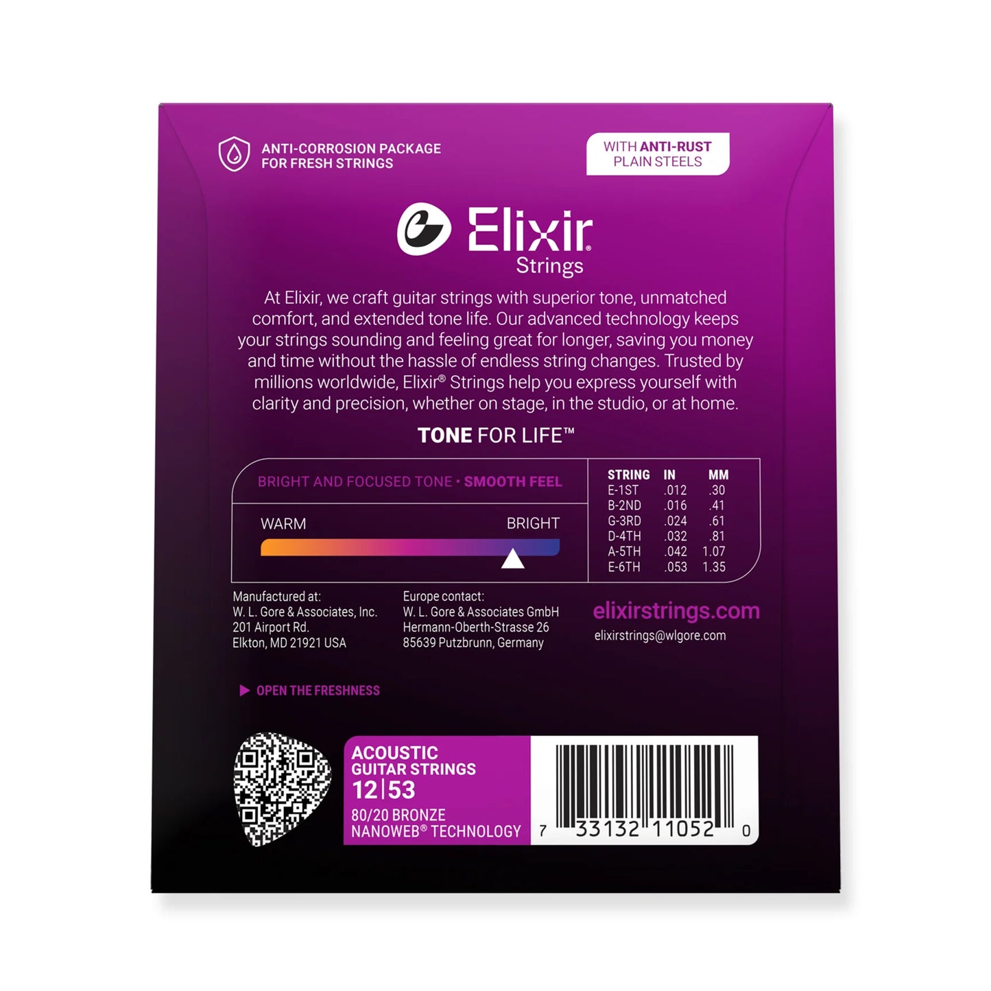 Elixir 11052 Elixir Strings packaging with purple and black design on a white background
