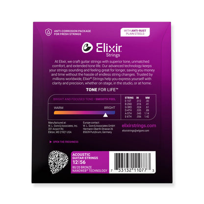 Elixir 11077 Elixir Strings packaging with purple and black design on a white background