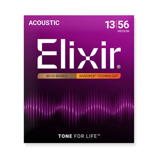 Elixir 11102 Elixir acoustic guitar string set packaging with purple and black design