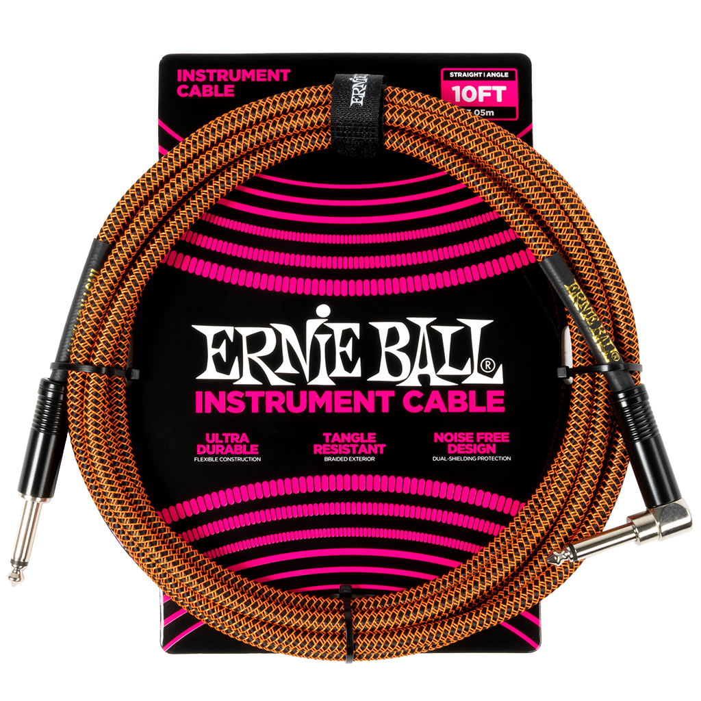 Ernie Ball 10' Braided Cable Straight / Angle - Pumpkin Pie