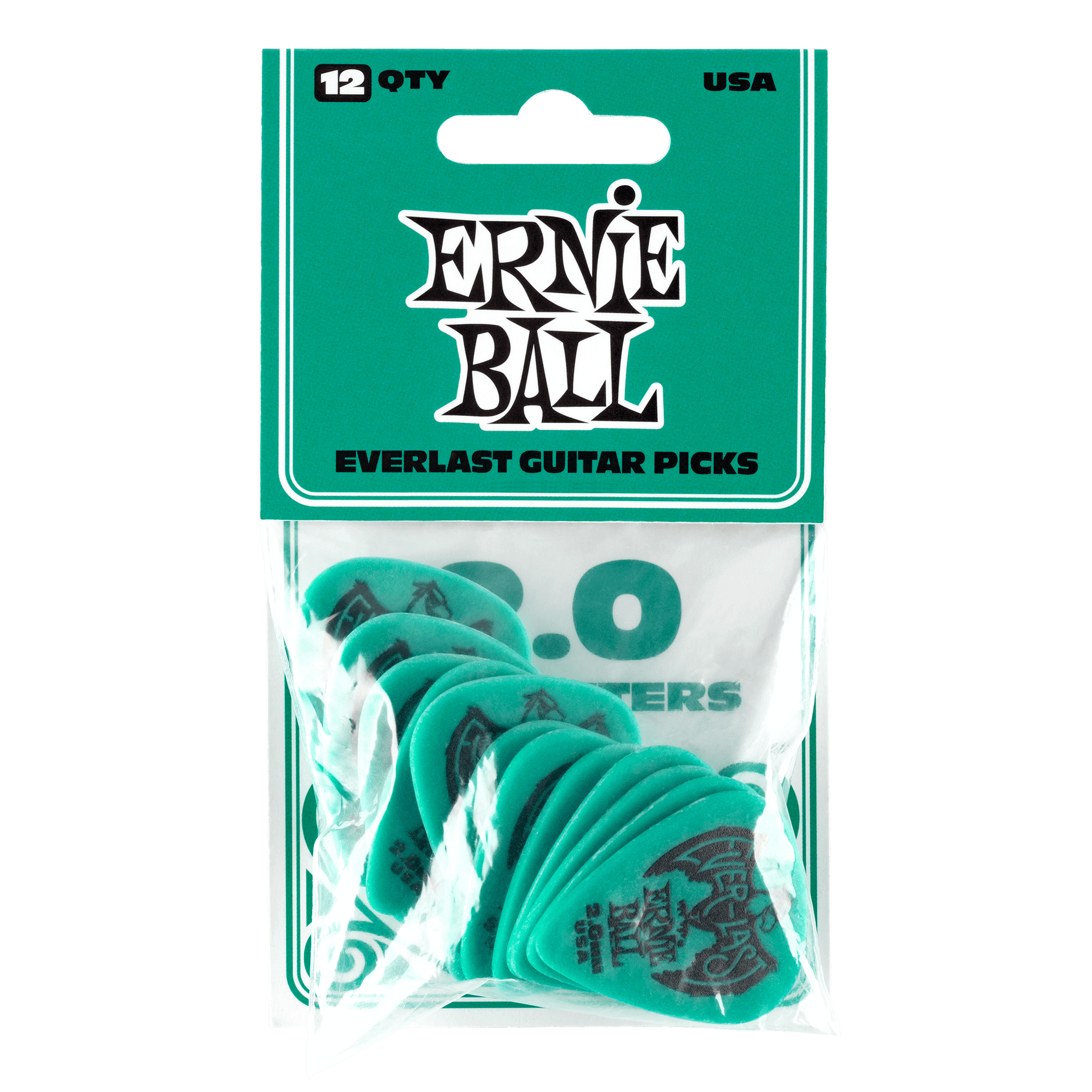 Ernie Ball Everlast Picks Teal - 2.00mm (12 Pack)