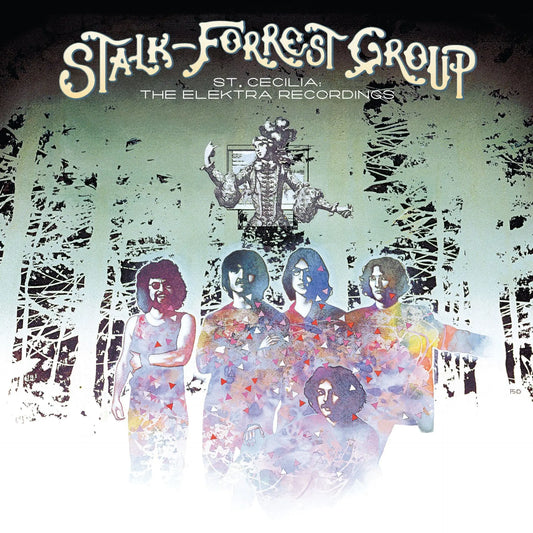 Stalk-Forrest Group - St. Cecilia - The Elektra Recordings (Light Blue) Vinyl RSD26 Album cover of 'Stalk-Forest Group' featuring a stylized illustration of people and abstract designs.
