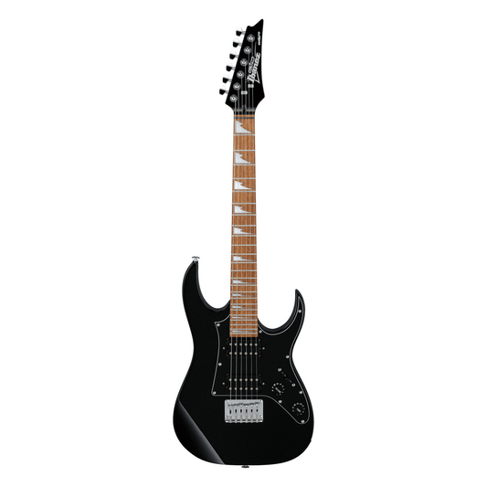 Ibanez GRGM21-BKN Black electric guitar with a white background