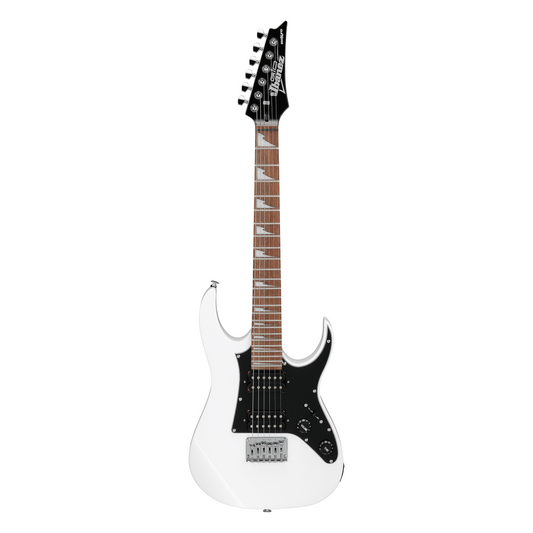 Ibanez GRGM21M White electric guitar with black details on a white background
