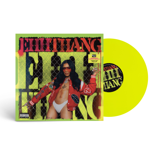 GloRilla - Ehhthang Ehhthang Vinyl record with a colorful cover featuring a person in a red jacket and white underwear, with the title 'Elli Hang' on a yellow background.