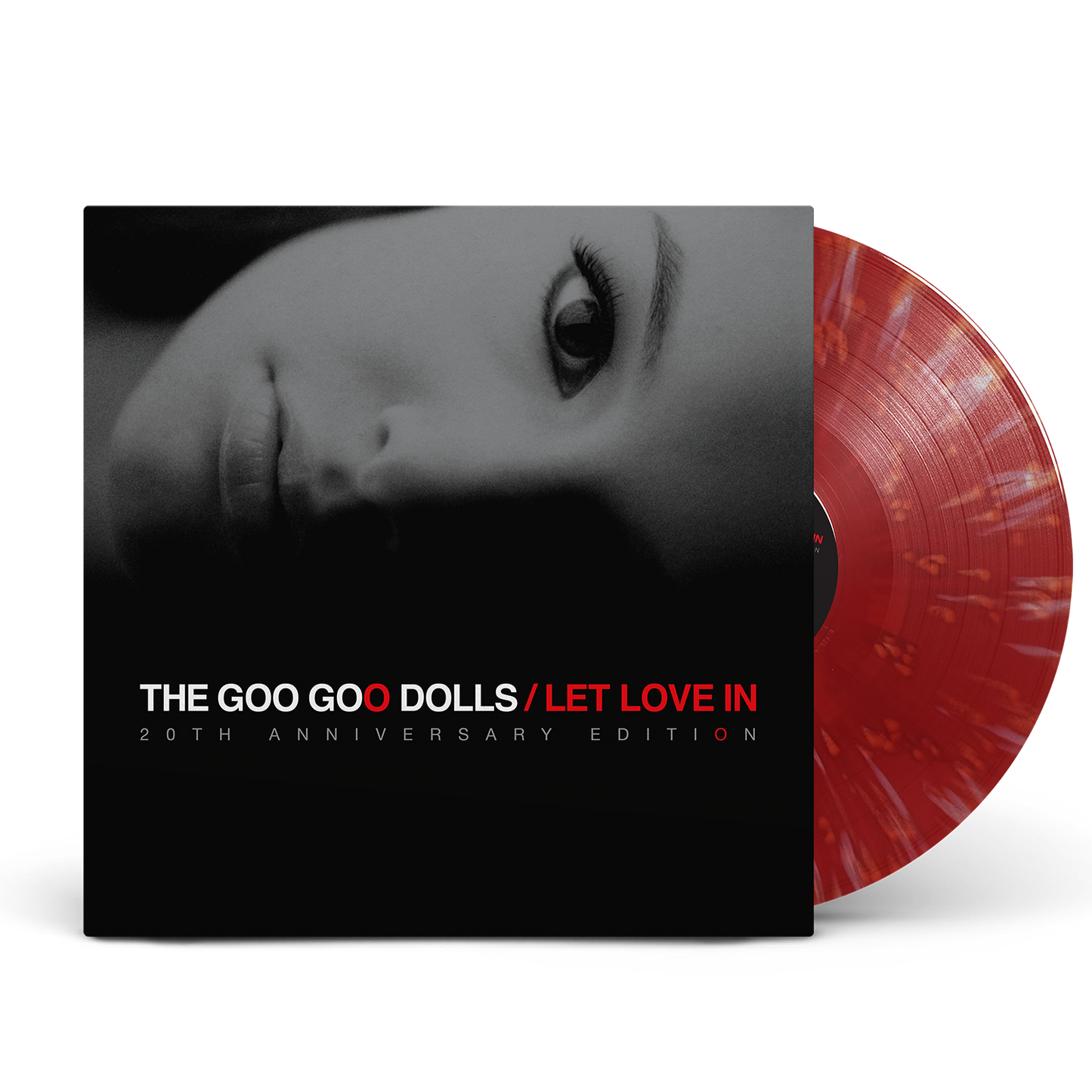 Goo Goo Dolls - Let Love In (20th Anniversary Red Eye) Vinyl Vinyl record with red disc and black cover featuring 'The Goo Goo Dolls' album 'Let Love In'.
