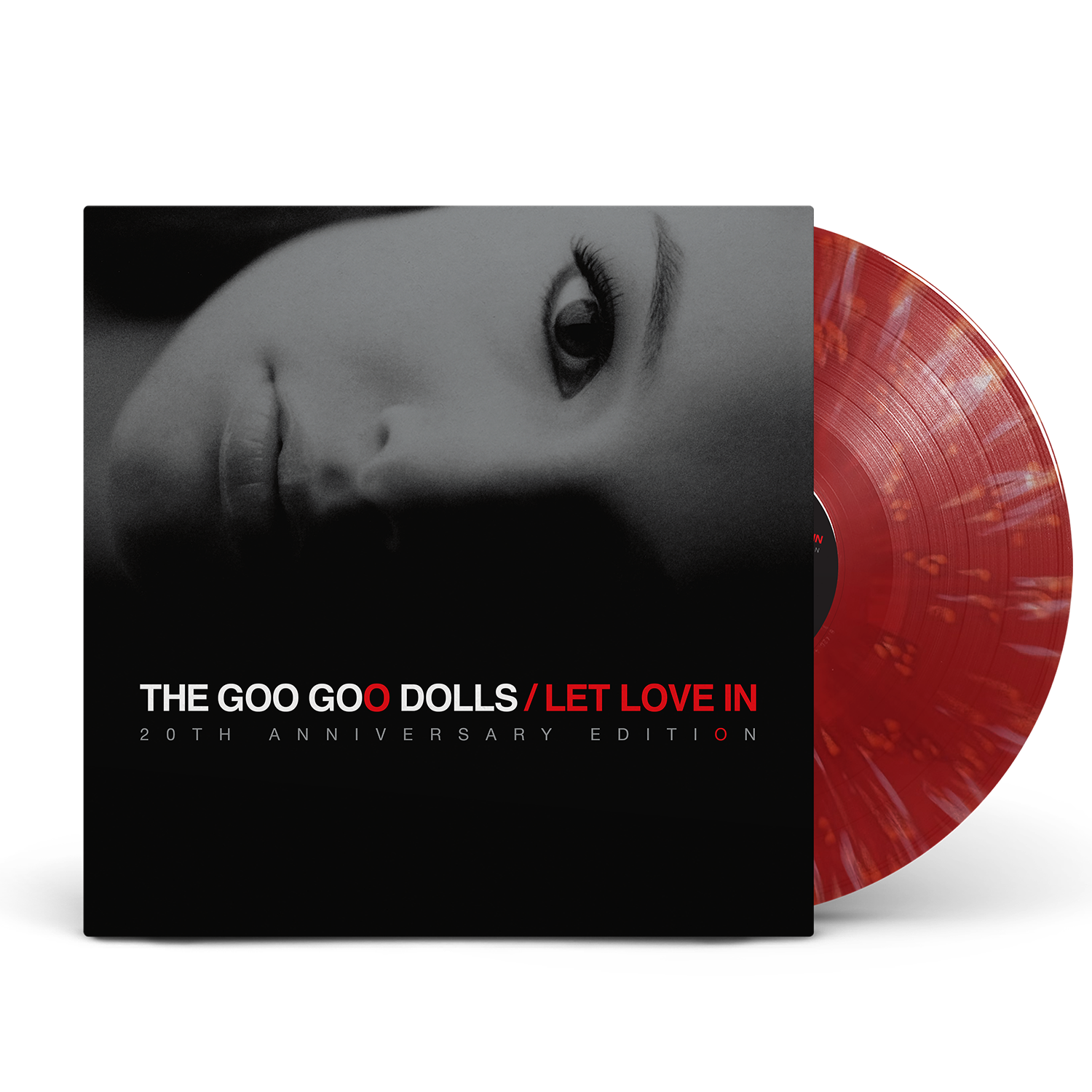 Goo Goo Dolls - Let Love In (20th Anniversary Red Eye) Vinyl Vinyl record with red disc and black cover featuring 'The Goo Goo Dolls' album 'Let Love In'.