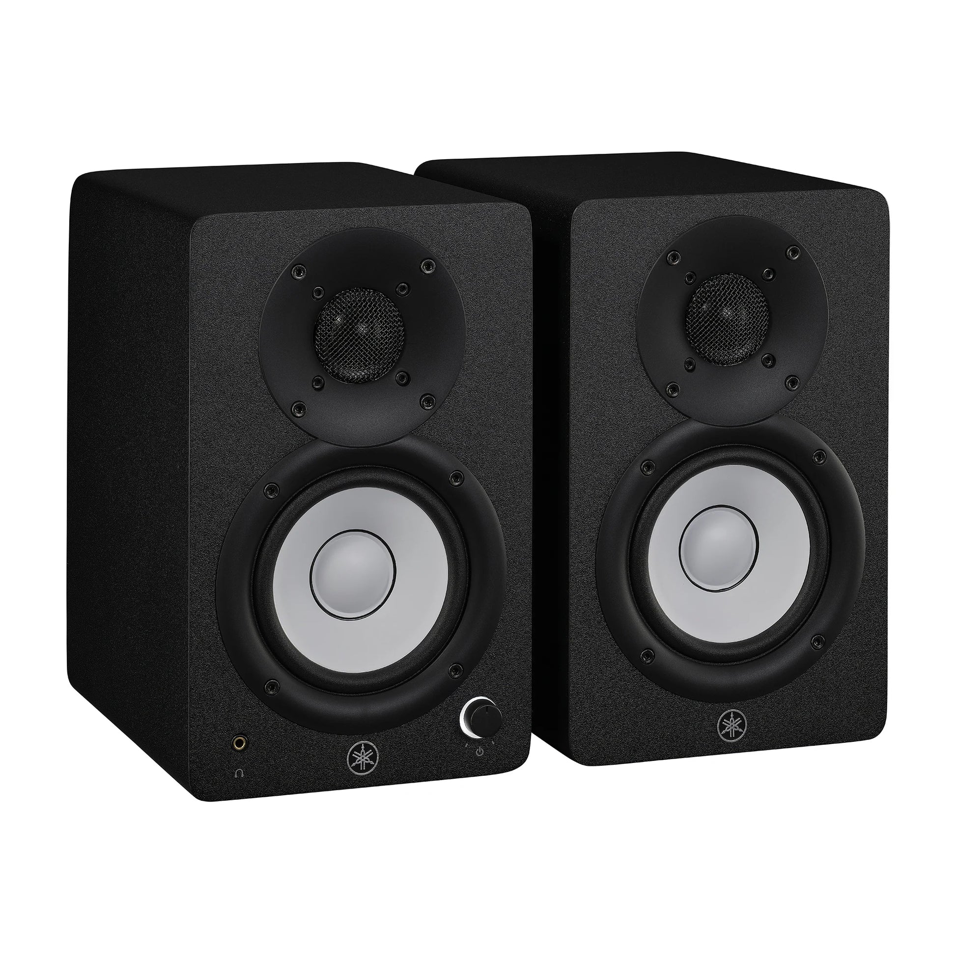 Yamaha HS4 Pair of black studio monitors on a white background