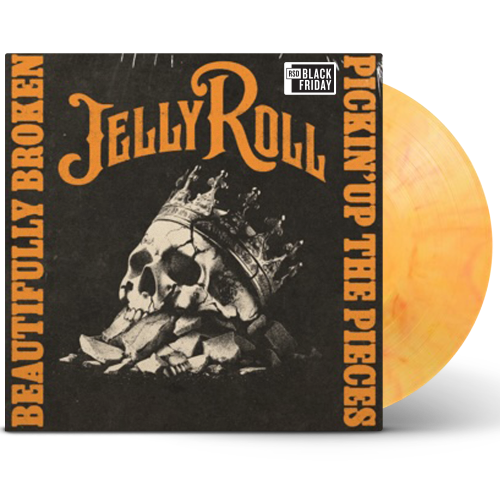 Jelly Roll - Pickin' Up The Pieces Vinyl record with black and orange cover featuring a skull and text.
