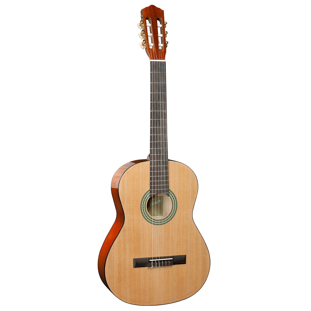 Jose Ferrer Estudiante Classical guitar with a wooden body and brown neck on a white background