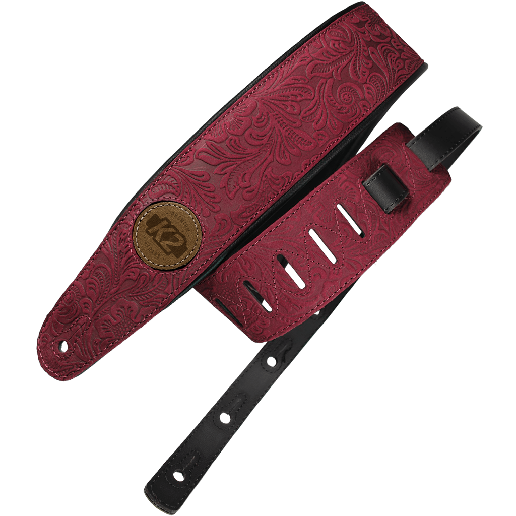 K2 Strap Garment Leather Top 3" - Floral Burgundy