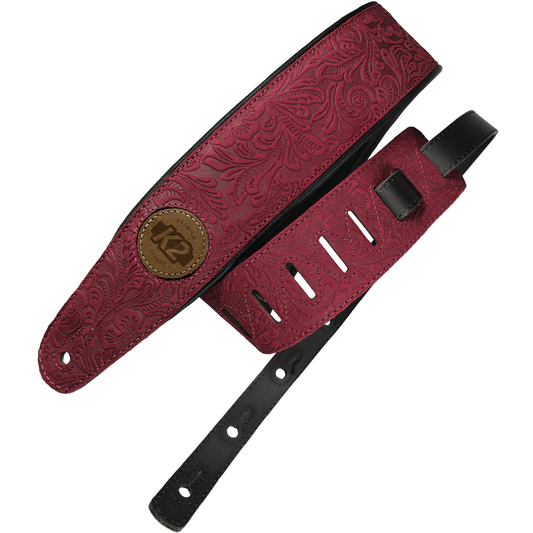 K2 Strap Garment Leather Top 3" - Floral Burgundy