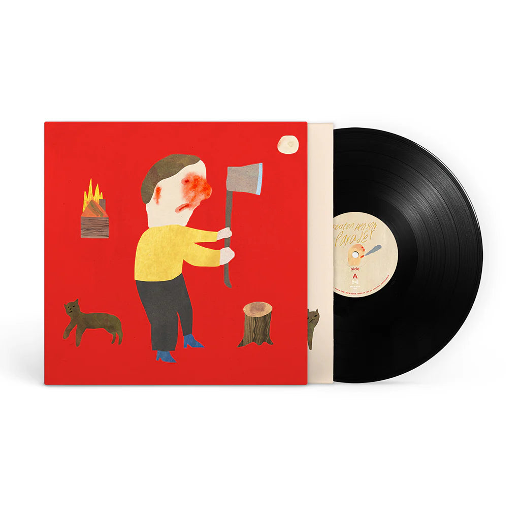 Keaton Henson - Parader Vinyl record with a colourful illustration on the cover showing a person chopping wood.