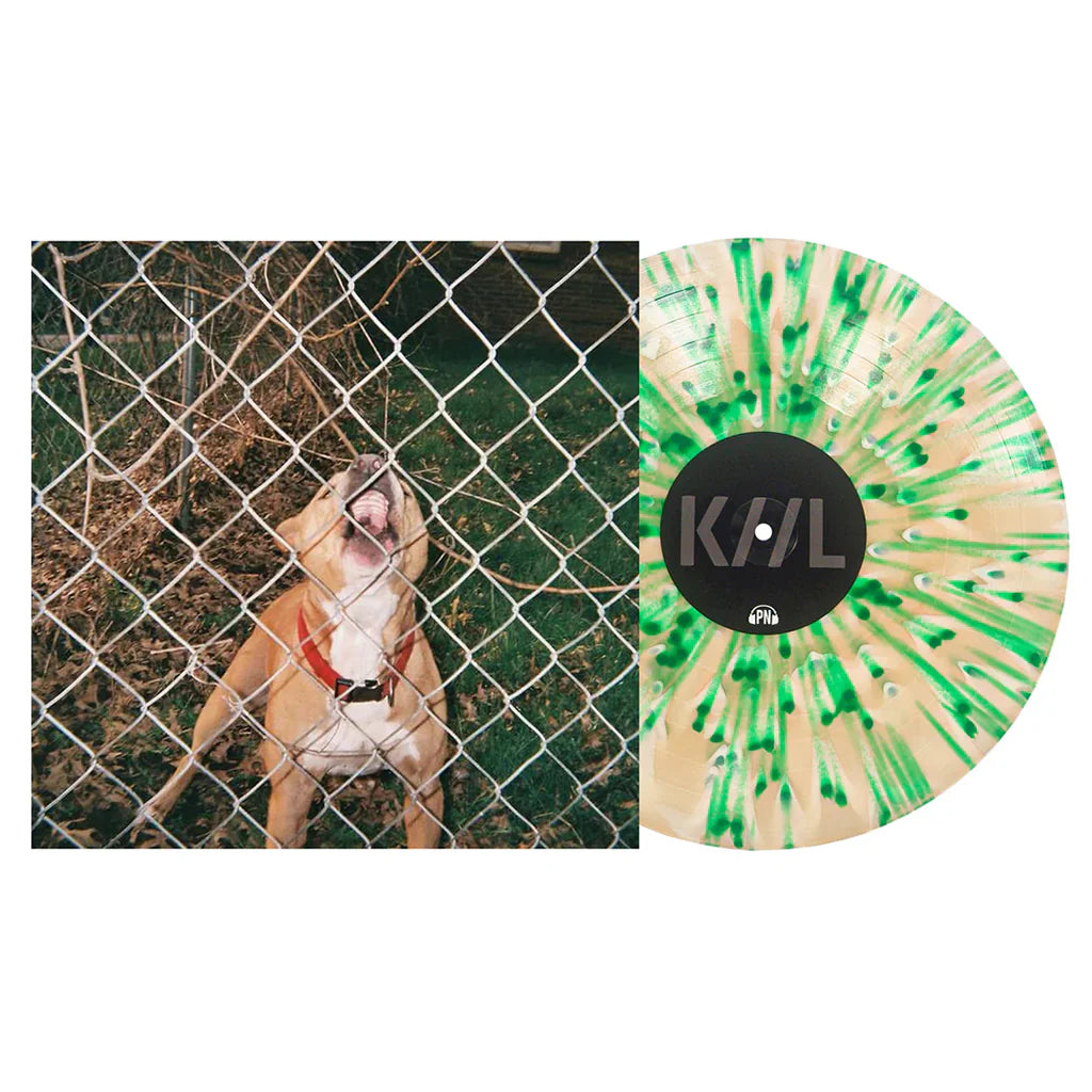 Knocked Loose - Pop Culture Vinyl record with a dog behind a chain-link fence on a white background