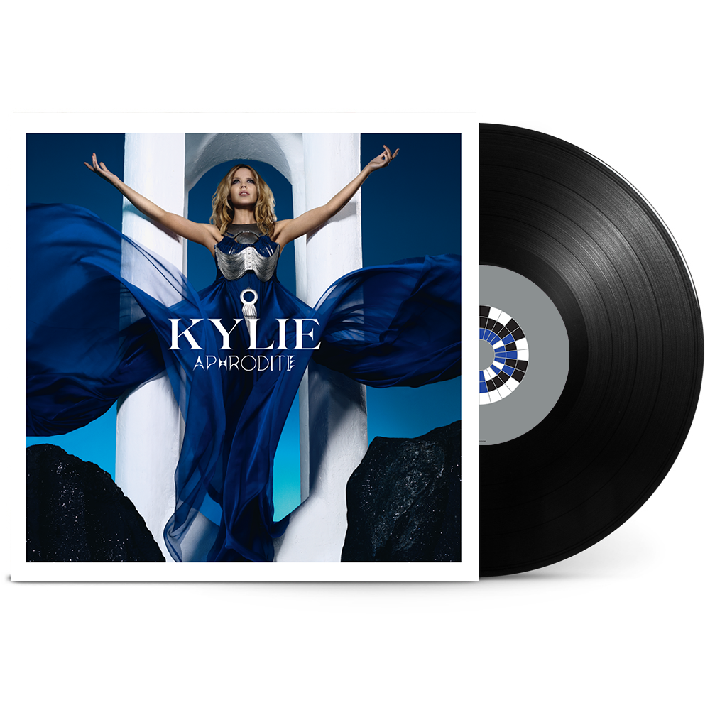 Kylie Minogue - Aphrodite Vinyl Vinyl record with a cover featuring a person in a blue dress against a white background