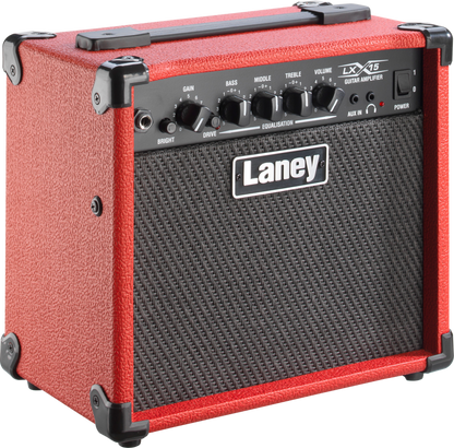 Laney LX15-RED Red Laney guitar amplifier on a white background