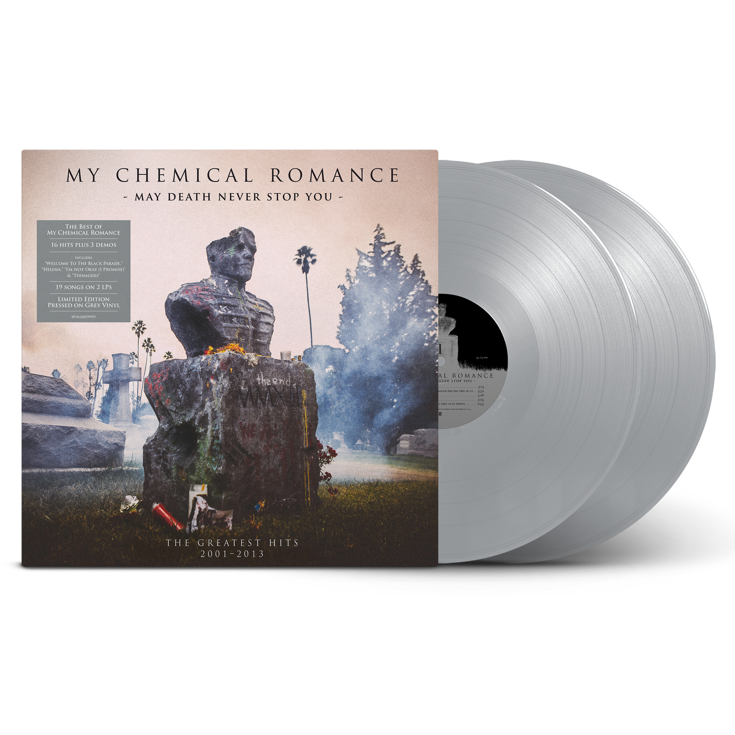 My Chemical Romance - May Death Never Stop You with grey vinyl on a plain background