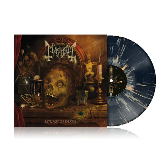Mayhem - Lithurgy Of Death Vinyl record with a dark, artistic cover featuring a skull and religious symbols.