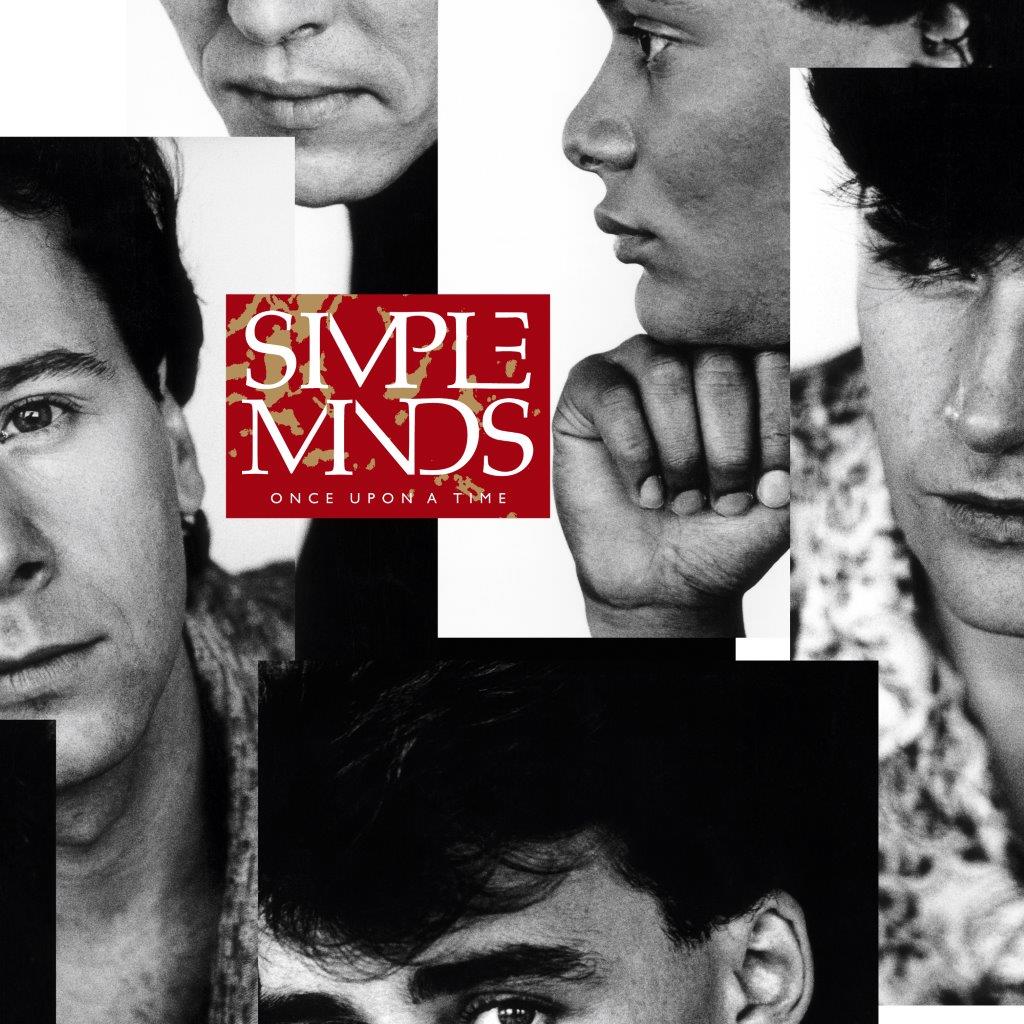 Simple Minds - Once Upon A Time Collage of a man's face with 'Simple Minds' album cover in the center