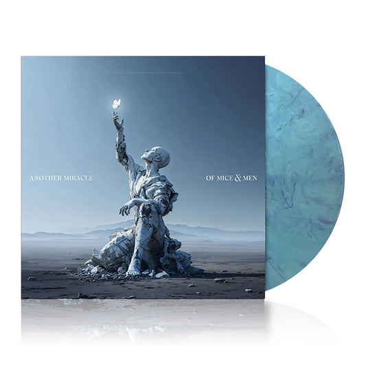 Of Mice & Men - Another Miracle Vinyl record with a statue on the cover, featuring the text 'Of Mice & Men' and 'Another Miracle'.