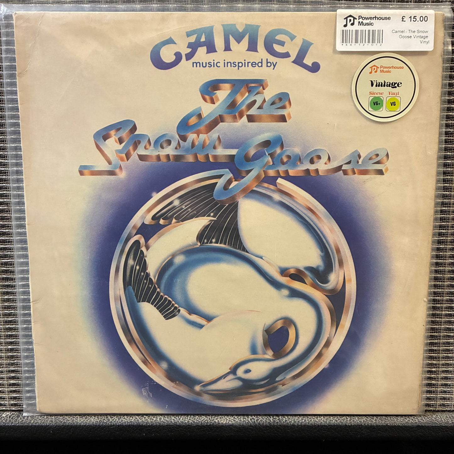 Camel - The Snow Goose Vinyl record cover with 'Camel' and 'The Snow Goose' design on a beige background