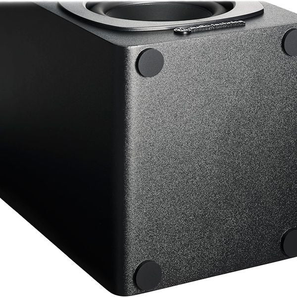 Audio-Technica AT-SP3X Black subwoofer with brand logo on a white background
