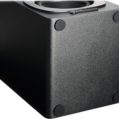 Audio-Technica AT-SP3X Black subwoofer with brand logo on a white background