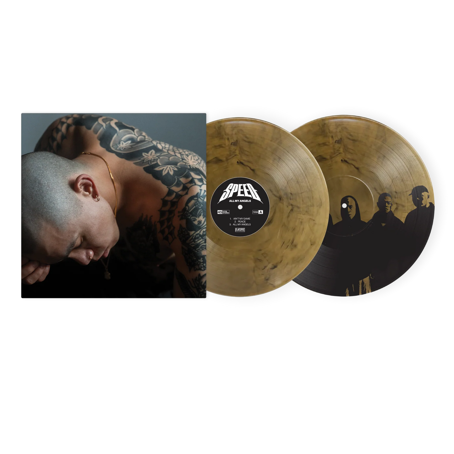 Speed - All My Angels Vinyl records with a person with tattoos on a white background