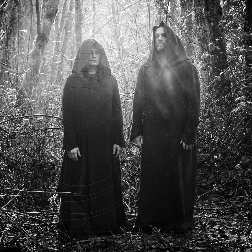 Sunn O))) - Eternity's Pillars Two people in dark cloaks standing in a forest