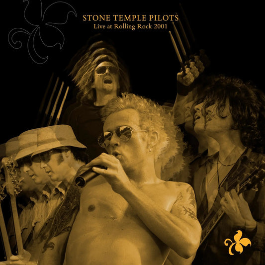 Stone Temple Pilots - Live At Rolling Rock 2001 Vinyl RSD26 Black and white image of a band performing with text 'Stone Temple Pilots Live at Rolling Rock 2001'.