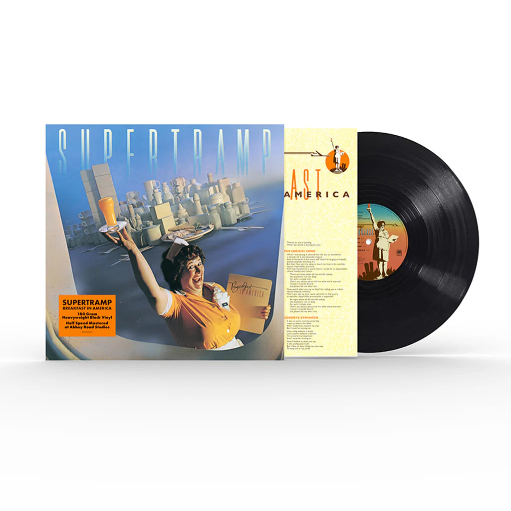 Supertramp Vinyl record with cover featuring a woman and cityscape, on a white background