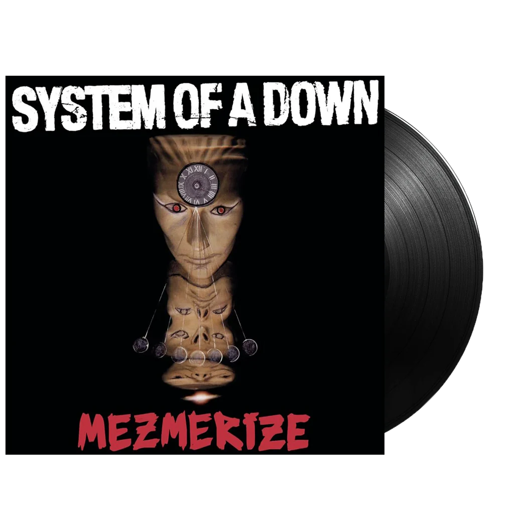 System Of A Down - Mesmerize Vinyl record with 'System of a Down' album cover featuring a stylized face and text.