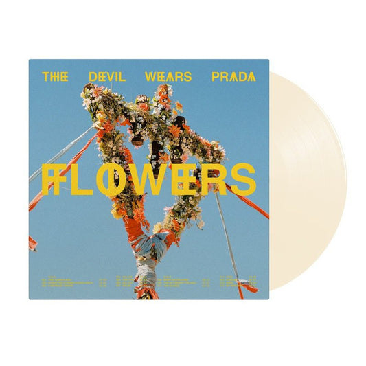 The Devil Wears Prada - Flowers Vinyl record with a colourful cover featuring text and floral design on a blue background.