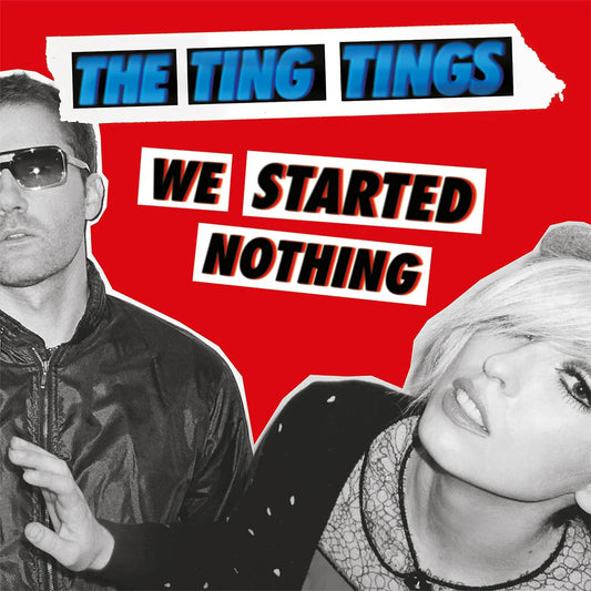 The Ting Tings - We Started Nothing Album cover for 'We Started Nothing' by The Ting Tings featuring two people and a red background.