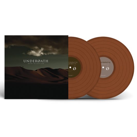 Underoath - Define the Great Line (Brown) Vinyl Underoath 'Before the Dark' vinyl record album with a dark illustrated cover and two translucent brown records partially pulled out, shown on a light gray background.