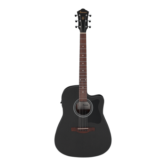 Black Ibanez V44CE-WK acoustic guitar on a white background