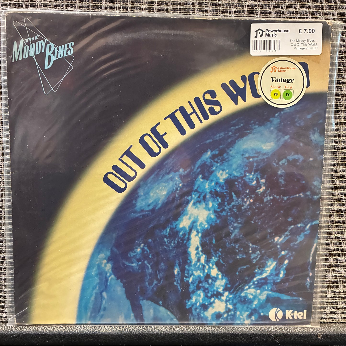 The Moody Blues - Out Of This World Vinyl record cover for 'Out of This World' by The Moody Blues with a space-themed design.
