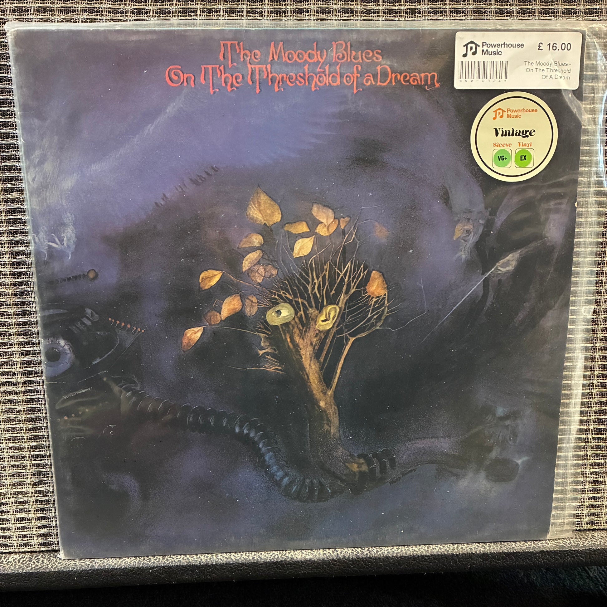 The Moody Blues - On The Threshold Of A Dream Vinyl record cover for 'On the Threshold of a Dream' by The Moody Blues with a tree and snake design.