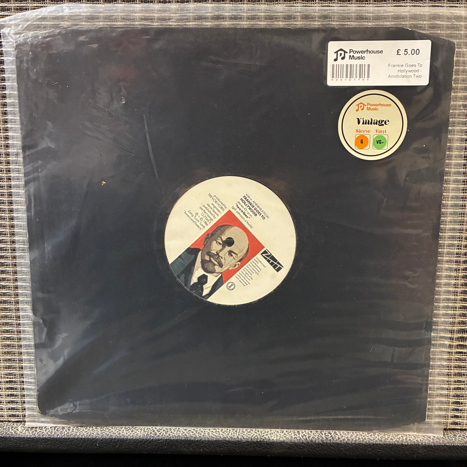 Frankie Goes To Hollywood - Annihilation Two Tribes Vinyl record with a label in clear plastic packaging