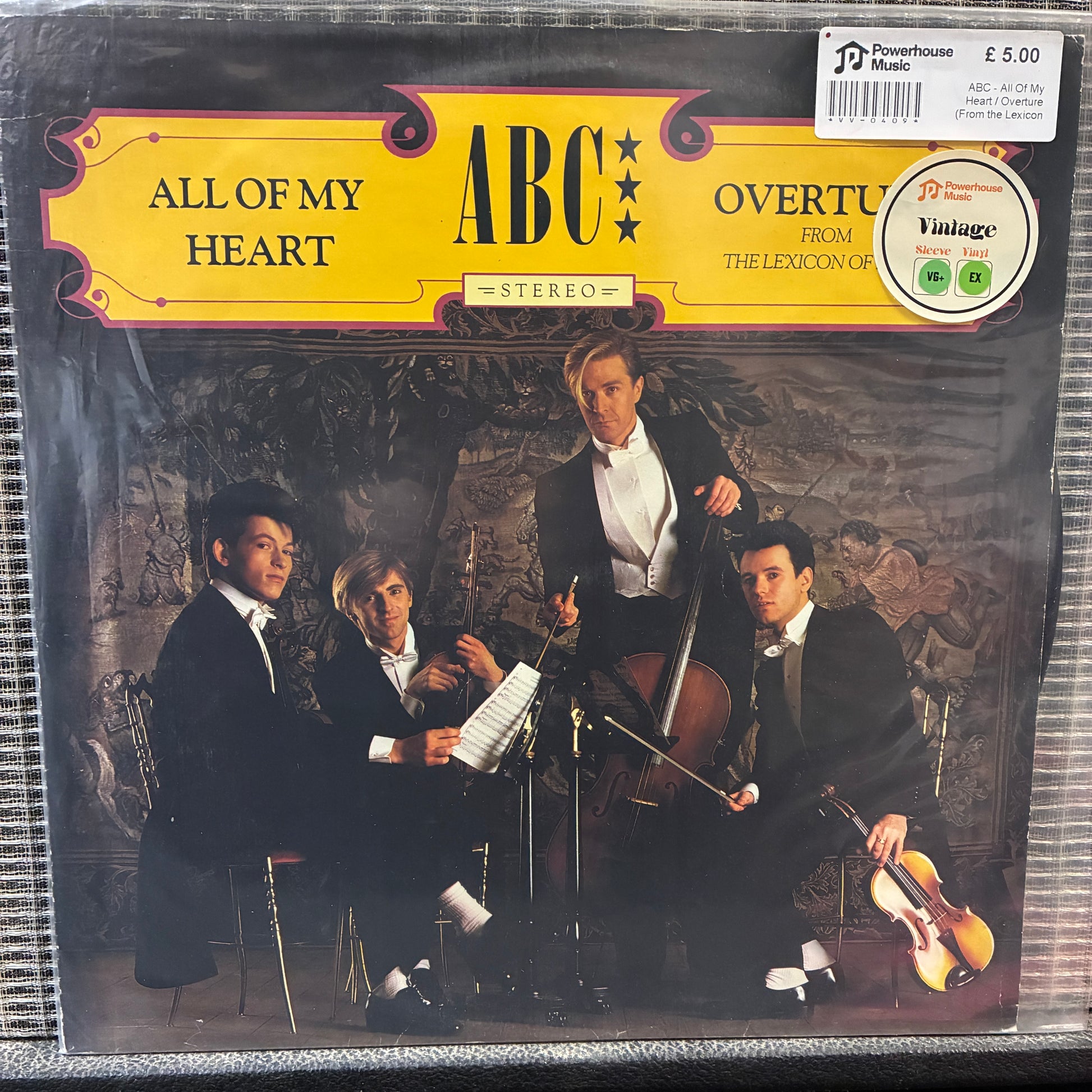 ABC - All Of My Heart Vinyl record cover with a group of musicians and text 'All of My Heart' by ABC.