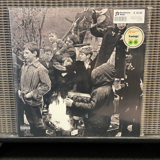 Gerry Cinnamon - The Bonny Vinyl record cover with black and white photo of children around a fire, featuring a Powerhouse Music label.