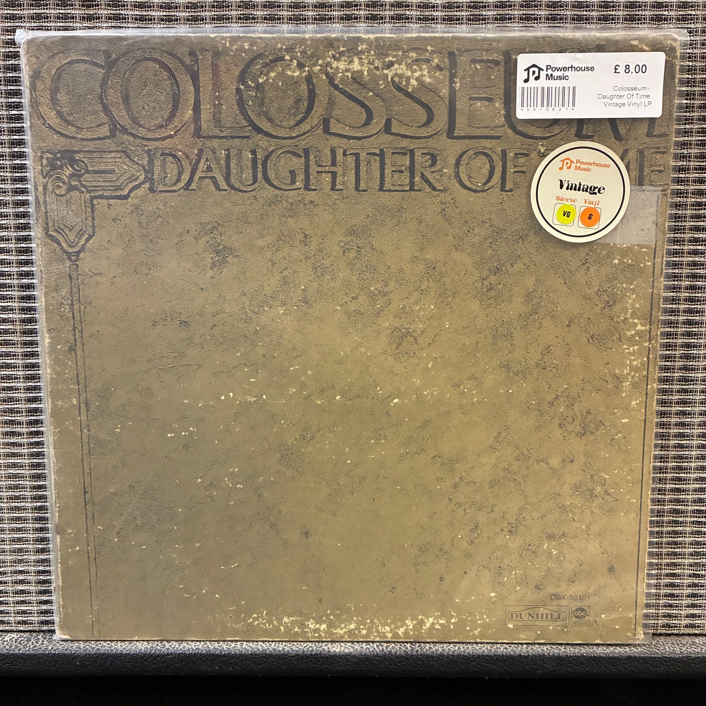 Colosseum - Daughter Of Time Vinyl record with 'Colossus' and 'Daughter of...' text on the cover, placed on a textured surface.