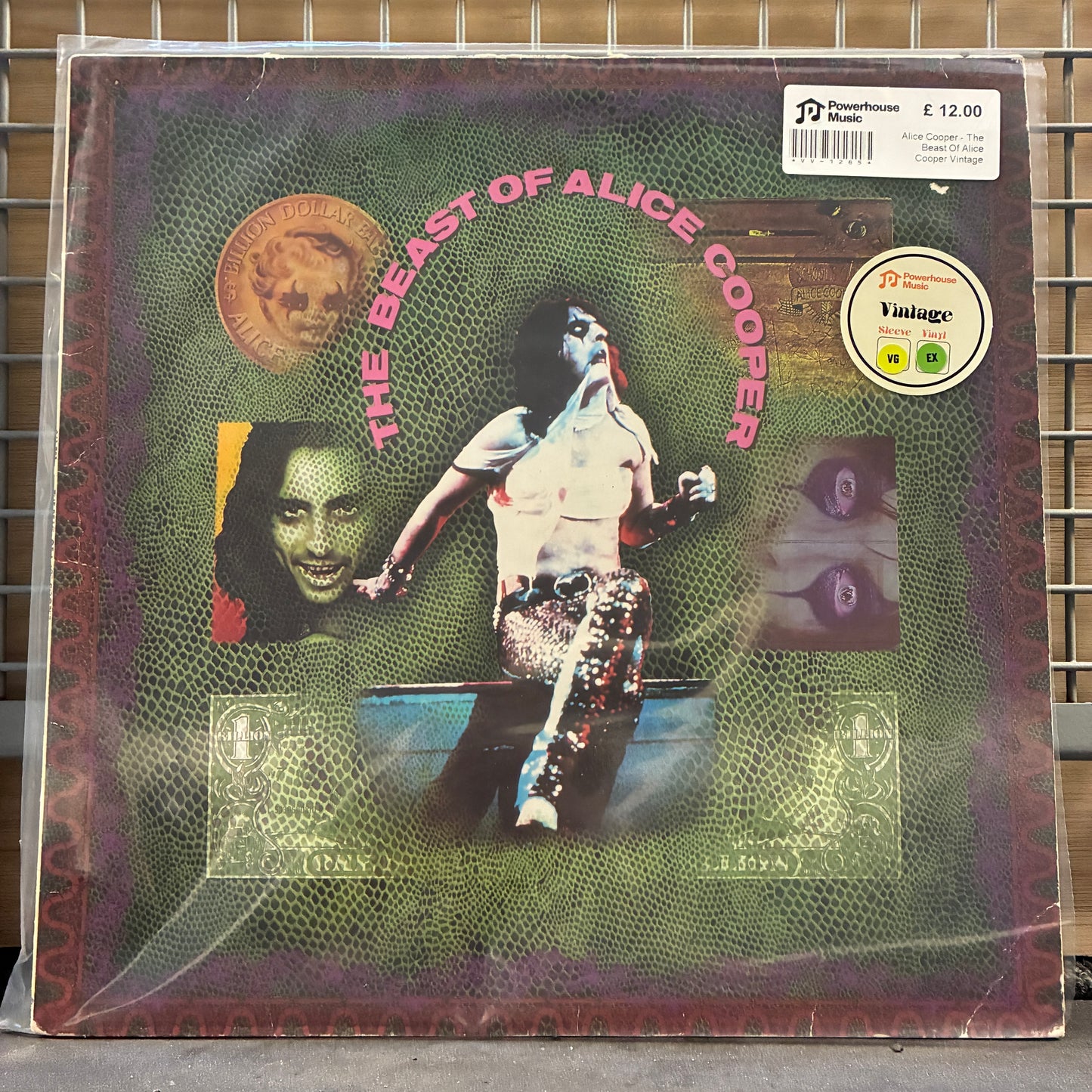 Alice Cooper Vinyl record cover for 'The Beast of Alice Cooper' with artistic design and text.